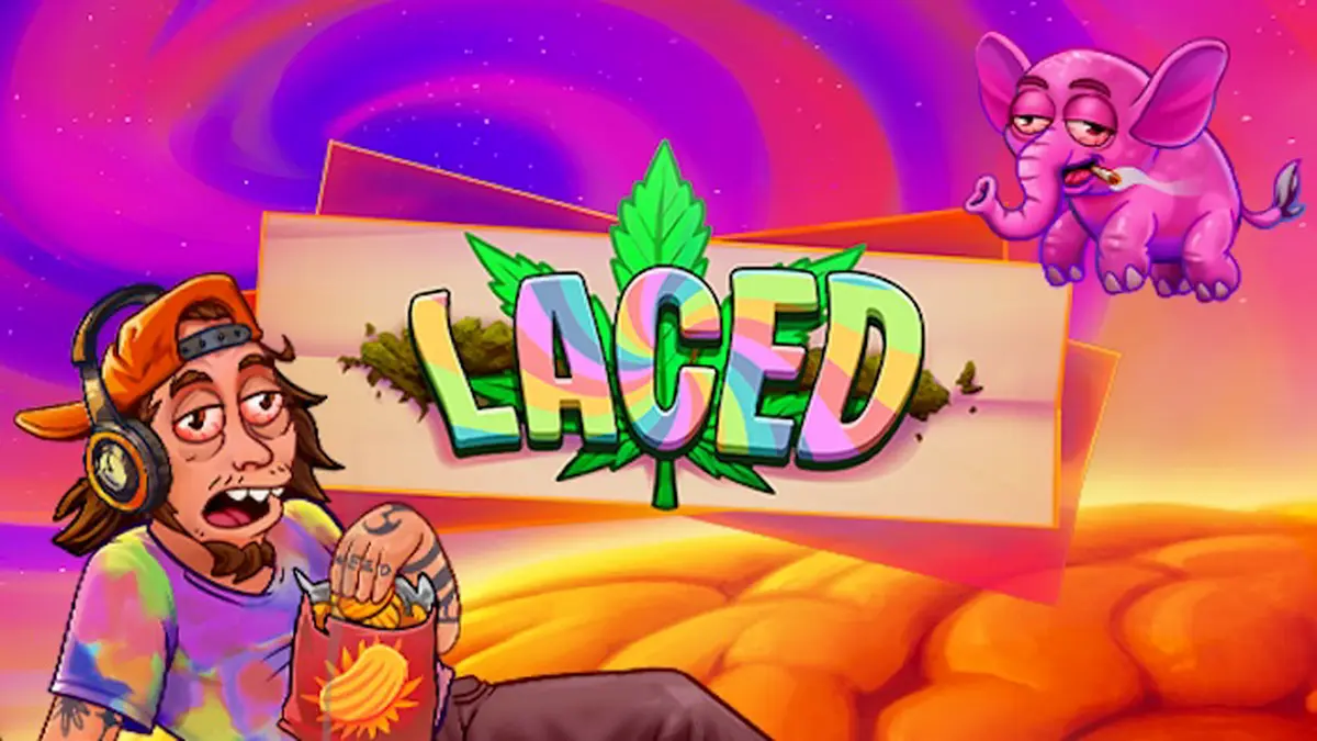 Interface do jogo de slot Laced com elementos visuais luxuosos e neon